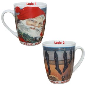 Caneca De Natal Papai Noel Feliz Natal Cerâmica 350ml