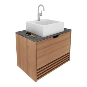 Gabinete Banheiro 1 Porta 1 Gaveta 60Cm Suspenso Multimóveis Vcr10091 Amêndoa/Mármore Lunar
