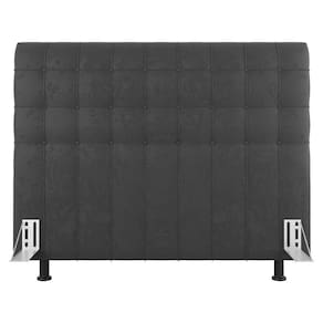 Cabeceira Cama Box Casal Queen Size Dahlia 160Cm Com Frame Suede Cinza Escuro - Abmaza