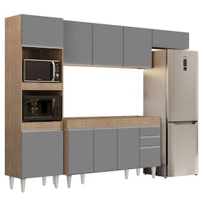 Armário De Cozinha Modulada 4 Peças Cp10 Balcão Sem Tampo Castanho/preto - Lumil