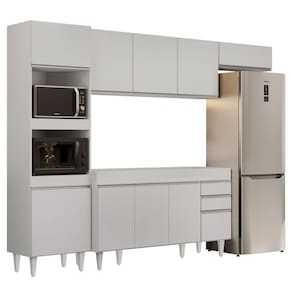 Armário De Cozinha Modulada 4 Peças Cp10 Balcão Sem Tampo Branco - Lumil
