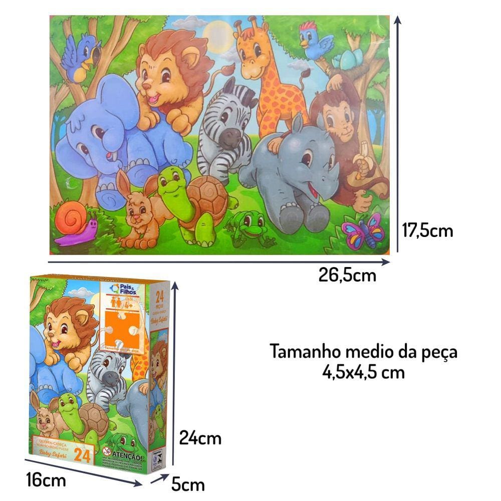 Kit 6 Jogos Quebra Cabeça Animais Safari Infantil em madeira Mdf