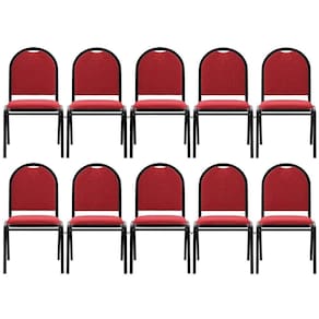 Kit 10 Cadeiras Hoteleiras Auditório Empilhável Linho M23 Vermelho - Mpozenato