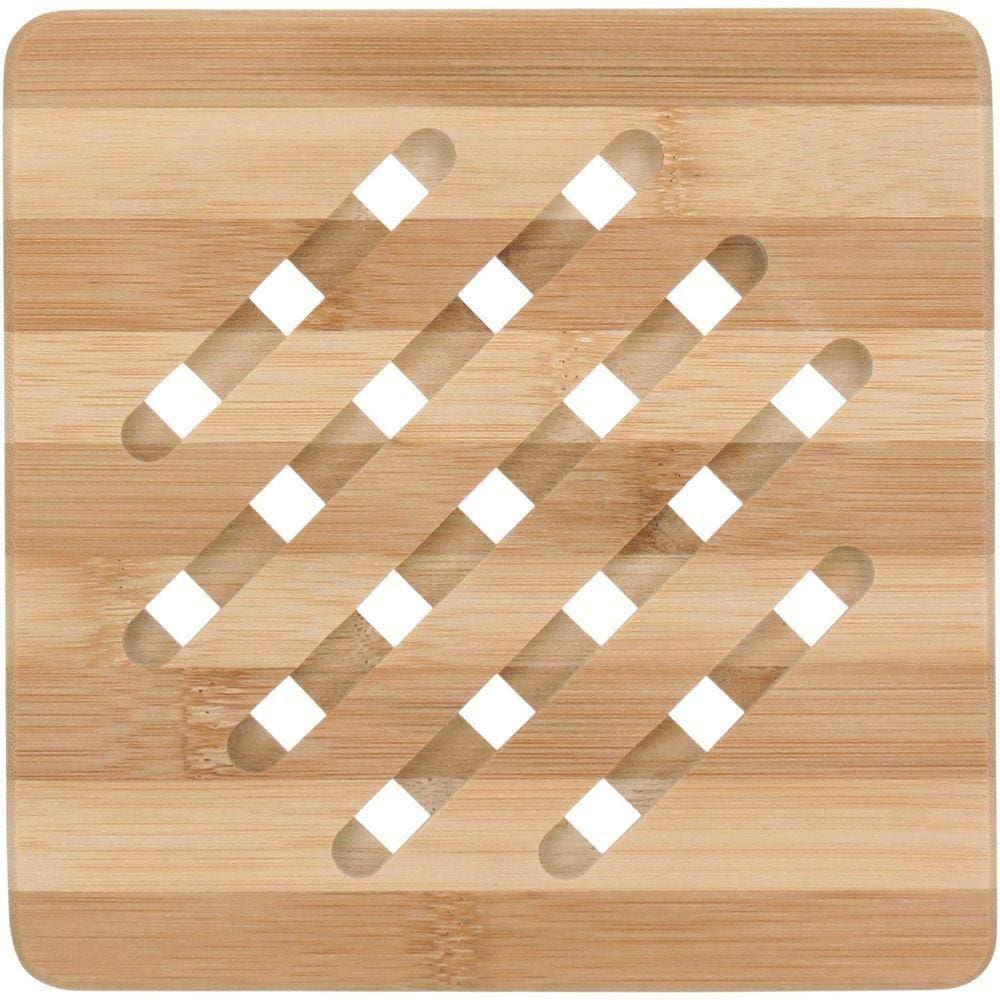 Table Descanso Panela 1X18X18Cm Bambu Natural Quadrado