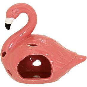 Flamant Adorno 13X14X9Cm Cerâmica Rosa Flamingo