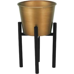 Octave Cachepô 25X15X15Cm Metal Dourado Com Suporte