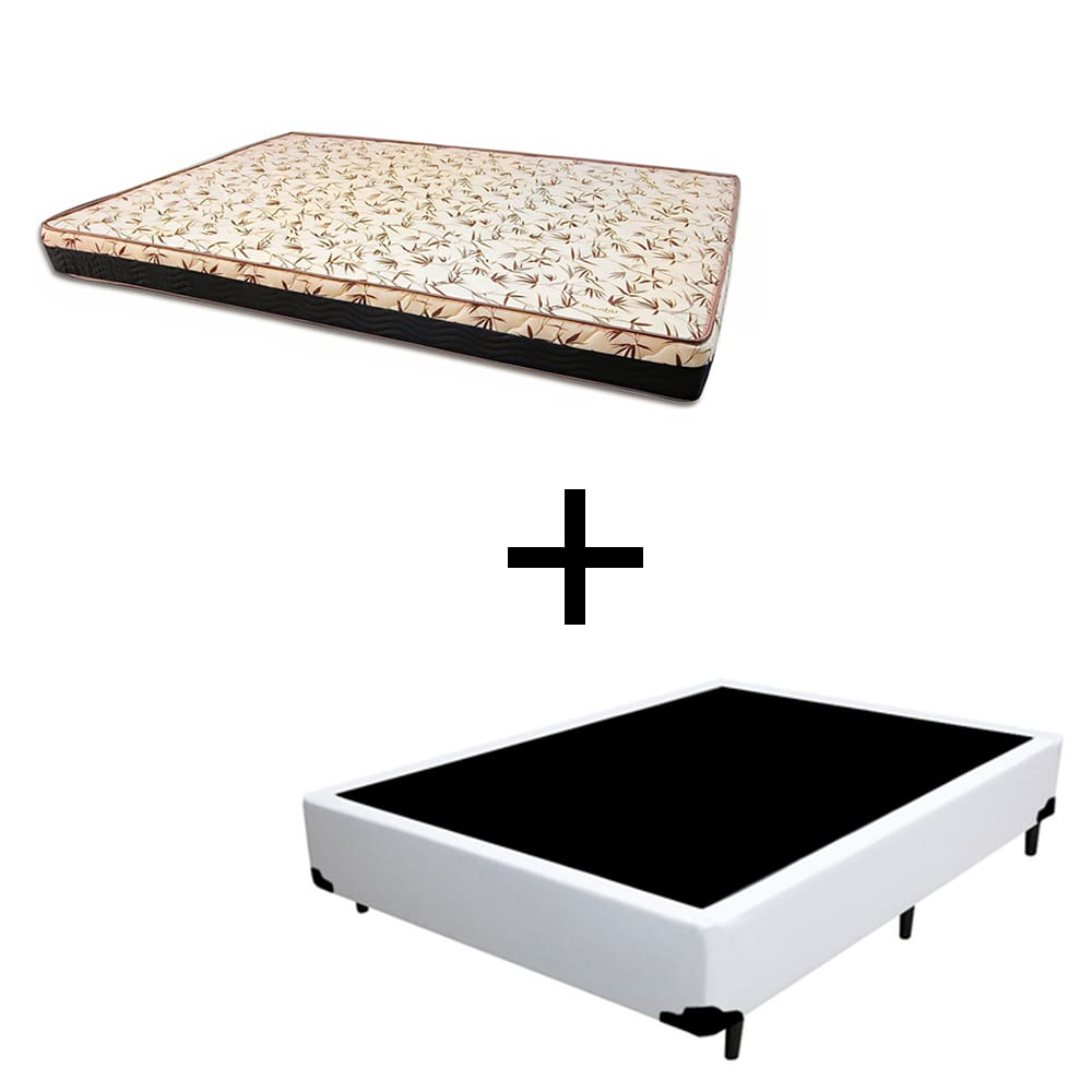 Cama Box Casal 138 Tecido Sintético Branco Com Colchão Praia Bello Box - D28 Amarelo 57x138x188
