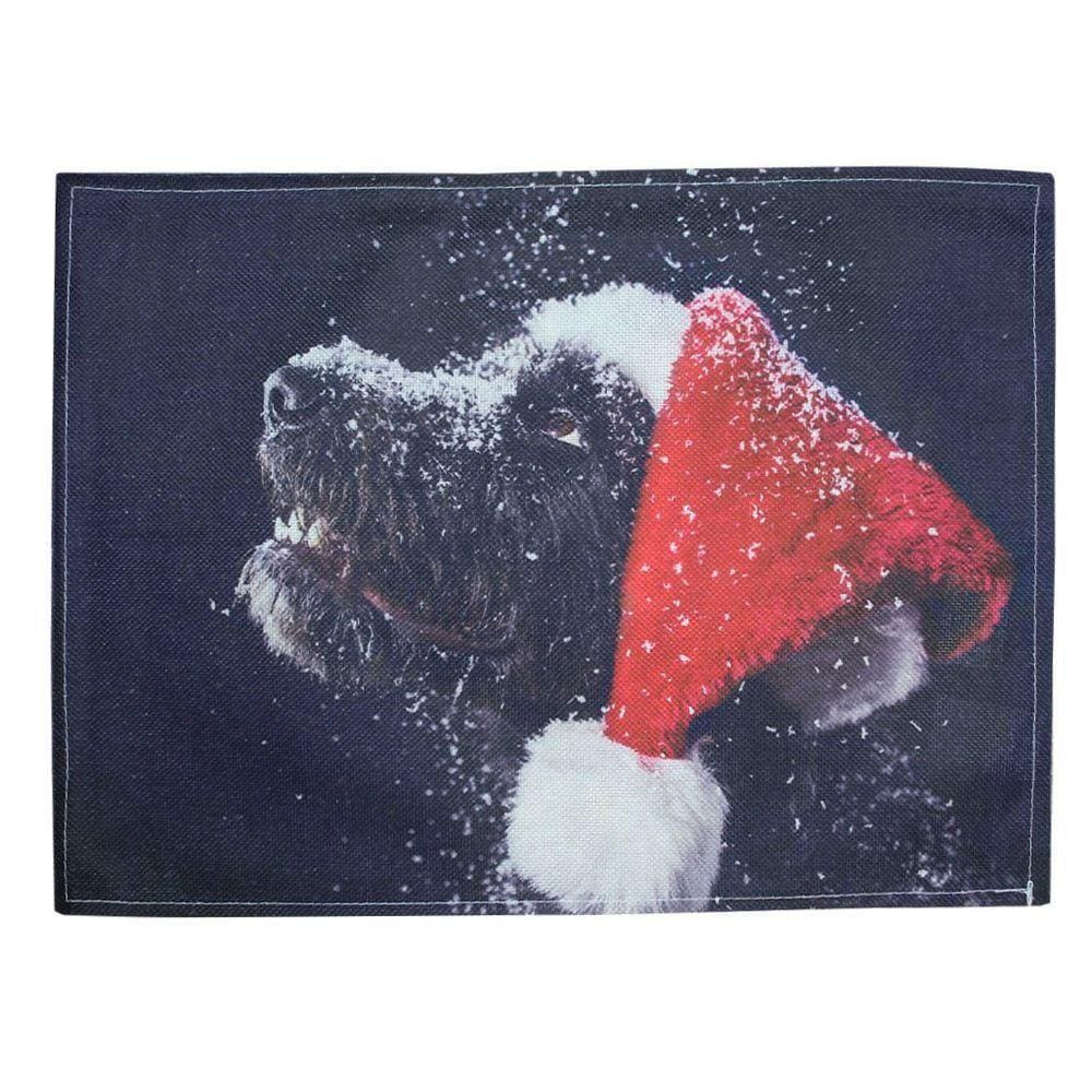 Jogo Americano Estampa Natal Cachorro Natalino 4 Peças