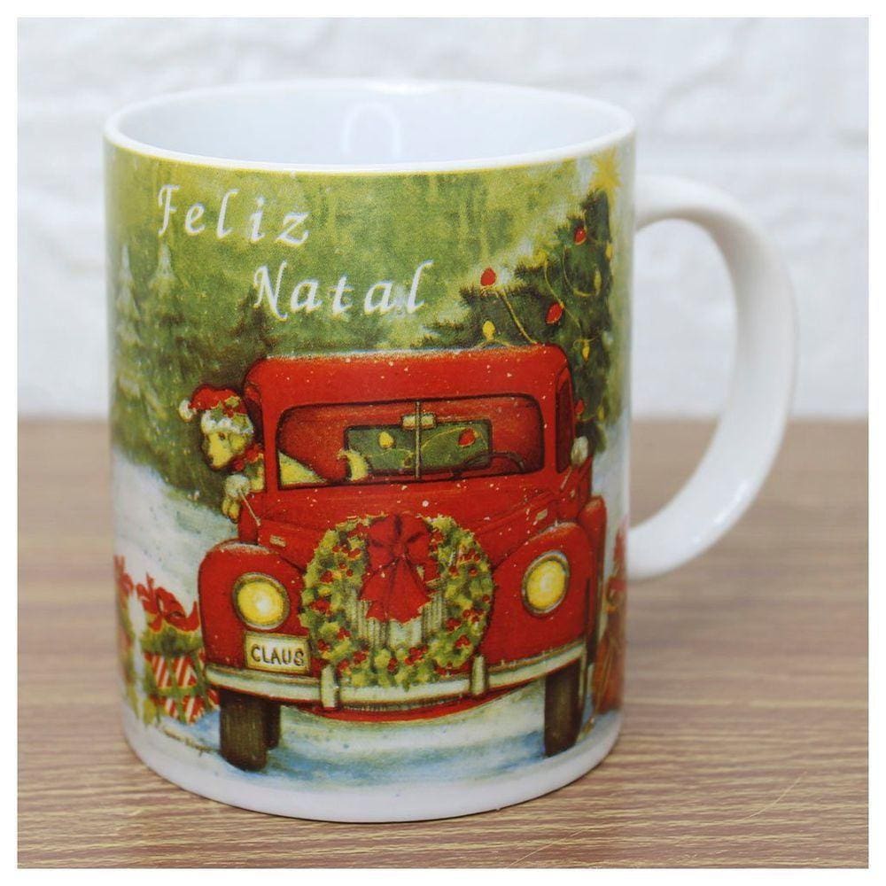 Caneca De Natal Carrinho 350ml Cerâmica