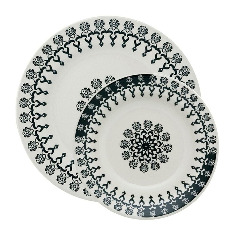 Kit Pratos Rasos E Fundos Donna Folk Oxford® Cerâmica 8 Peças