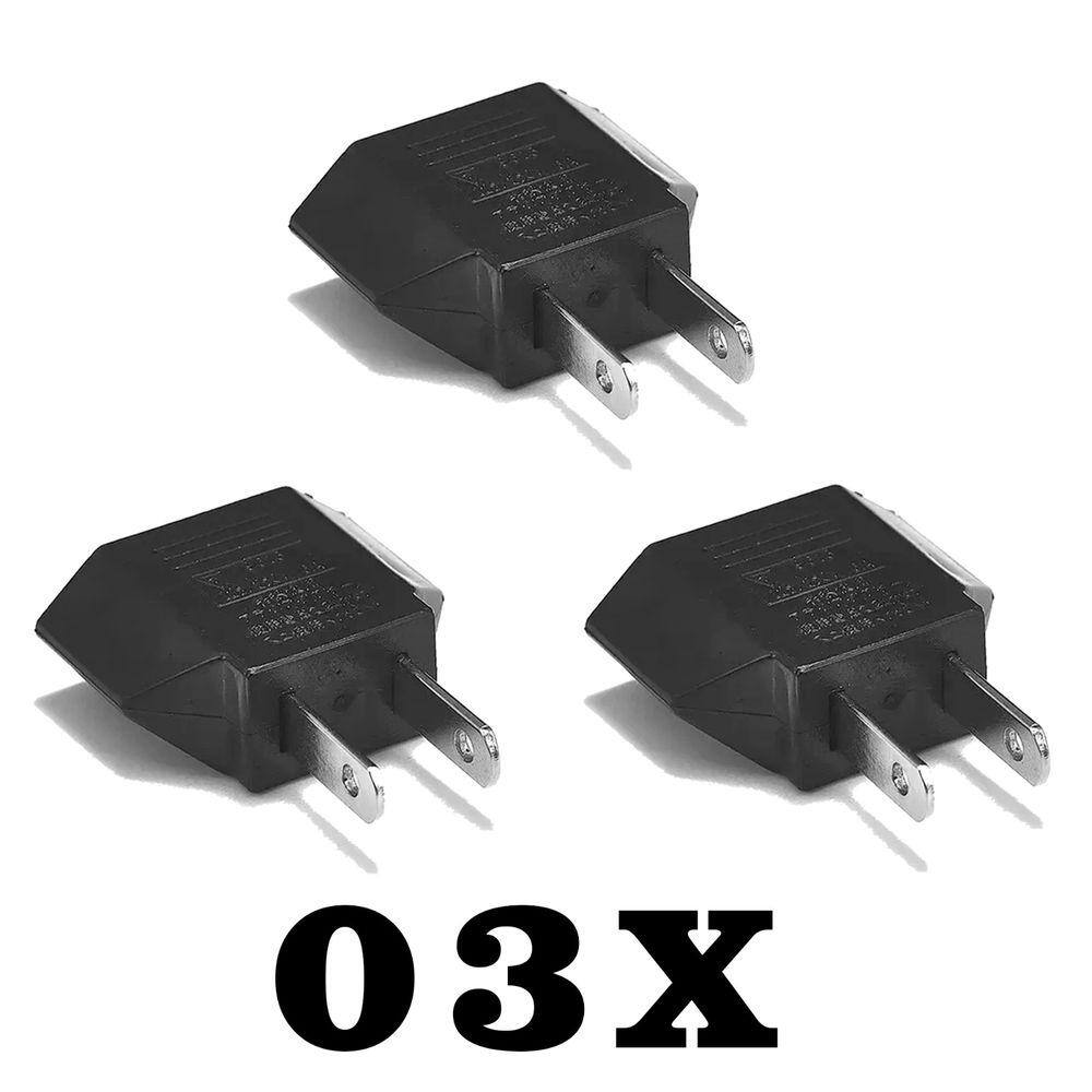 3 Adaptador Tomada Modelo Novo P/ Antigo Br Para Us 110/220v