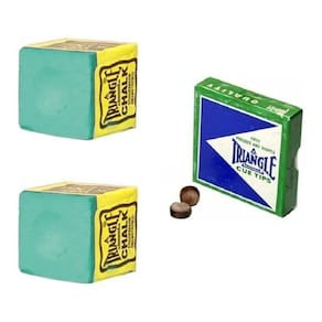 2 Giz Verde Triângle + 2 Sola Triângle Tacos Sinuca Bilhar