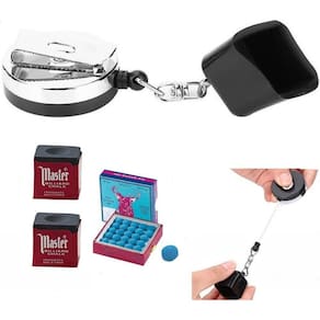 Porta Giz Vai E Vem + 2 Giz Master Preto +1 Sola Taco Bilhar