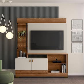 Estante Home 160Cm Jatiuca Para Tv Até 50 Freijó/Off White