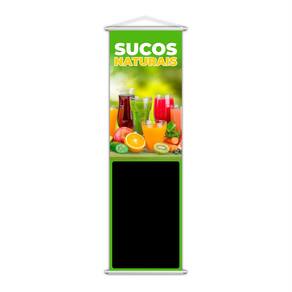 Banner Sucos Naturais Frutas Colorido Fundo Preto 100x30cm