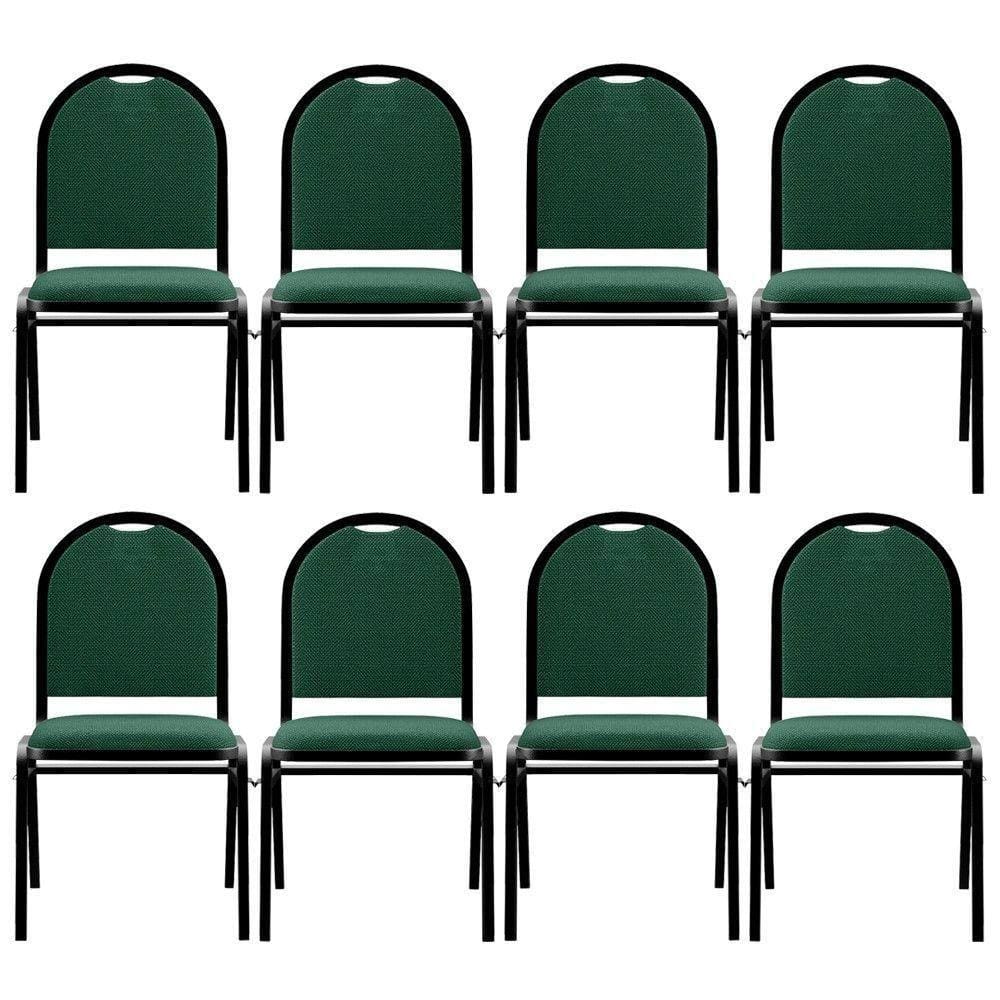 Kit 8 Cadeiras Hoteleiras Auditório Empilhável Linho M23 Verde - Mpozenato