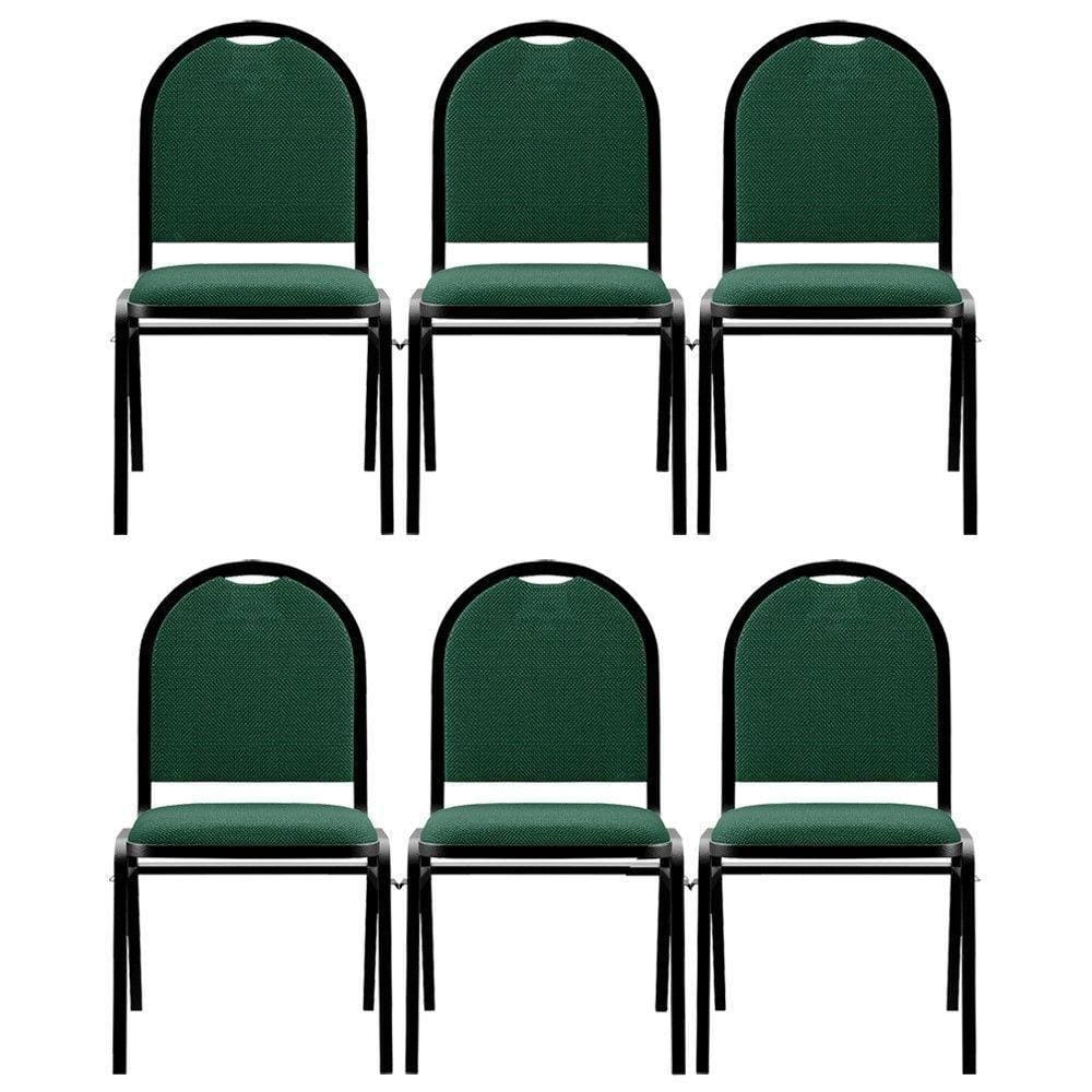Kit 6 Cadeiras Hoteleiras Auditório Empilhável Linho M23 Verde - Mpozenato