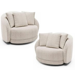 Kit 2 Poltronas Decorativa Giratória Para Sala Kaly M22 Bouclê Branco - Mpozenato