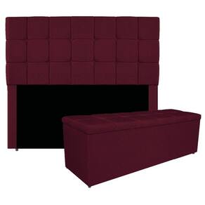 Kit Cabeceira E Calçadeira Manchester 160 Cm Queen Size Suede - Adj Decor Cor Bordô