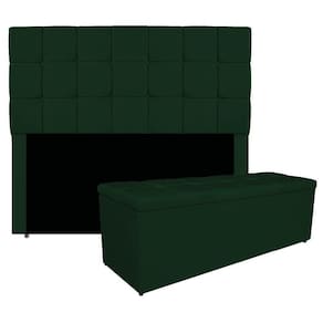 Kit Cabeceira E Calçadeira Manchester 195 Cm King Size Suede - Adj Decor Cor Verde