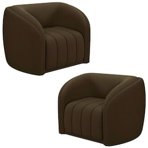 Kit 2 Poltronas Decorativa Para Sala 112cm Meris M22 Veludo Marrom - Mpozenato