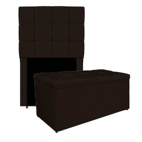 Kit Cabeceira E Calçadeira Manchester 90 Cm Solteiro Corano - Adj Decor Cor Marrom
