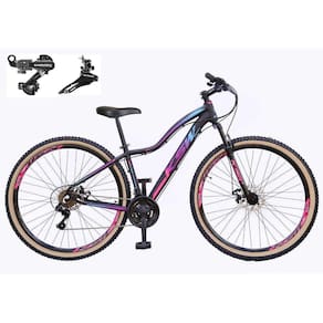 Bicicleta Feminina Aro 29 Ksw Mwza Alumínio 24v Câmbios Shimano Freio a Disco Garfo Suspensão - Preto/Pink/Azul