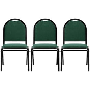 Kit 3 Cadeiras Hoteleiras Auditório Empilhável Linho M23 Verde - Mpozenato