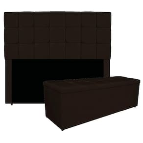 Kit Cabeceira E Calçadeira Manchester 140 Cm Casal Corano - Adj Decor Cor Marrom