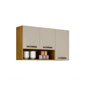 Armário Aéreo 3 Portas Maísa Chf Móveis Cinamomo/Off White