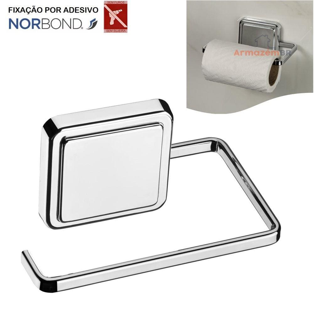 Suporte Porta Papel Higiênico Banheiro Adesivo Dupla Face Cromado - 182 Future