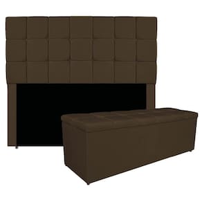 Kit Cabeceira E Calçadeira Manchester 160 Cm Queen Size Suede - Adj Decor Cor Marrom