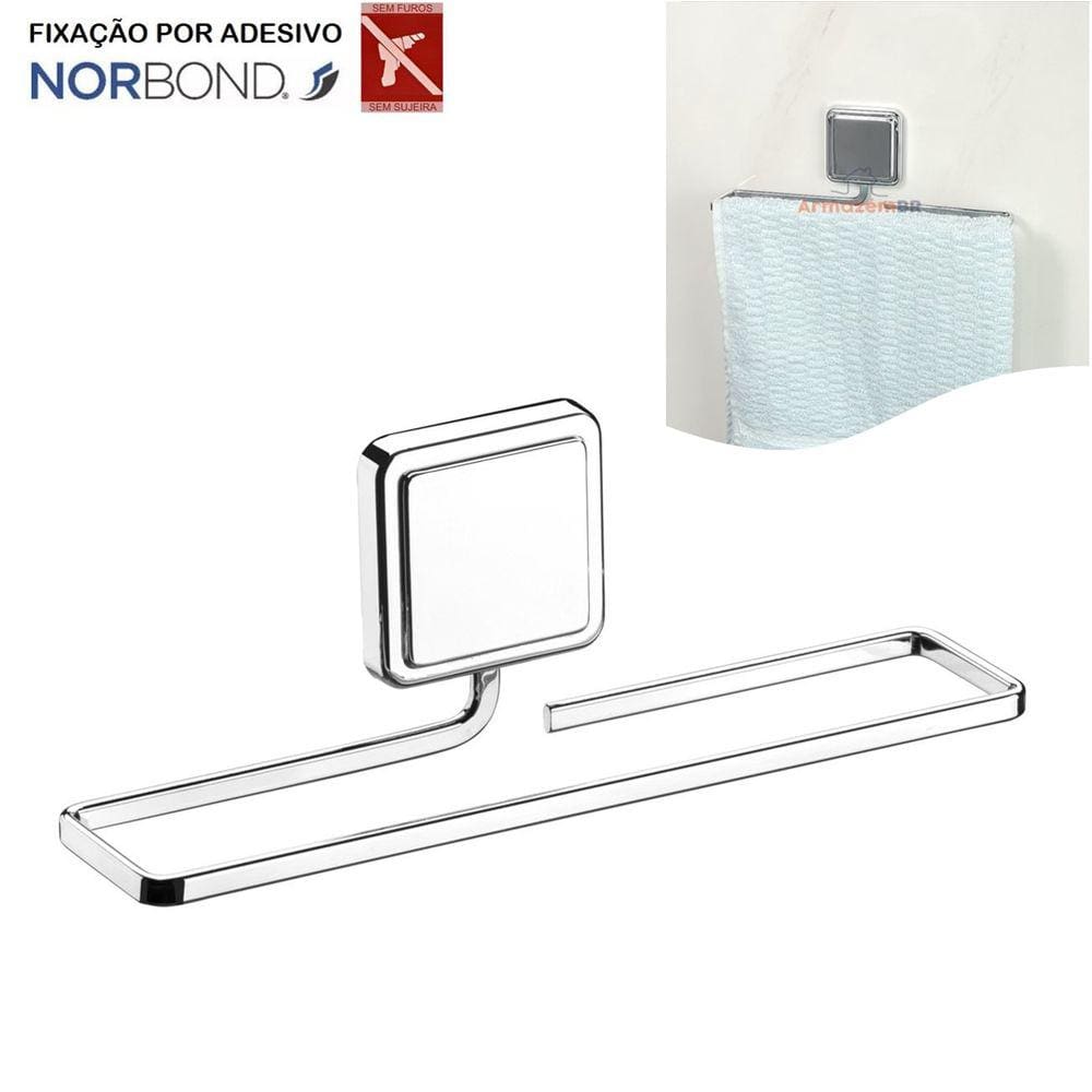Suporte Porta Toalha Toalheiro 25cm Banheiro Adesivo Dupla Face Cromado - 183 Future