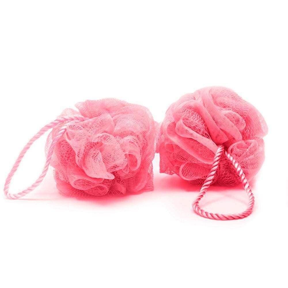 Esponja De Banho Buettner Pote C/ 2un C/ Cordão Nylon Rosa