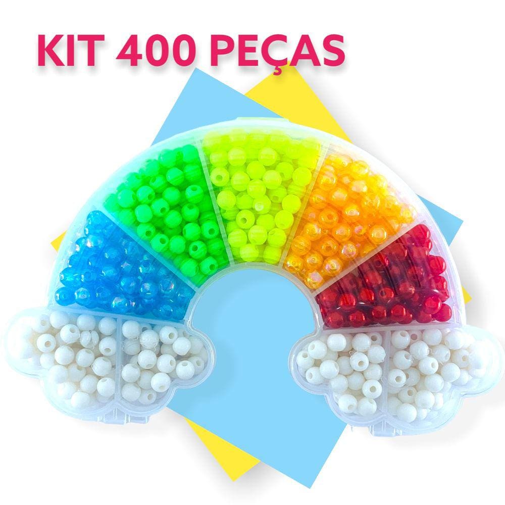 Kit Miçangas Coloridas Maleta p/ Montar Pulseiras - Meu Arco-Íris