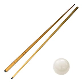 02 Taco 1,45m + 01 Bola 54mm Bolão Branca Sinuca Bilhar