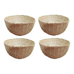 Kit 4 Balaio Bambu 30cm Cesto Palha Artesanal Decoração