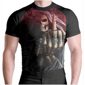 Rash Guard Skull Ceifador Middle Finger Manga Curta