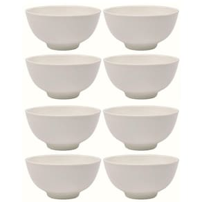 Jogo 8 Tigelas Cumbuca Porcelana Clean Branca 350ml 16cm x 7cm - Lyor