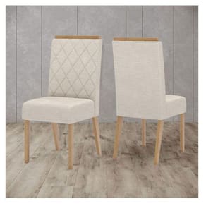 Cadeira para Mesa de Jantar Ambiente Nina Kit 2 Peças Nature Linho - Henn