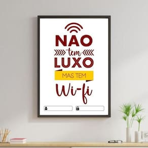 Quadro Não Tem Luxo Mas Tem Wi-Fi Branco 45X34 Moldura Preta