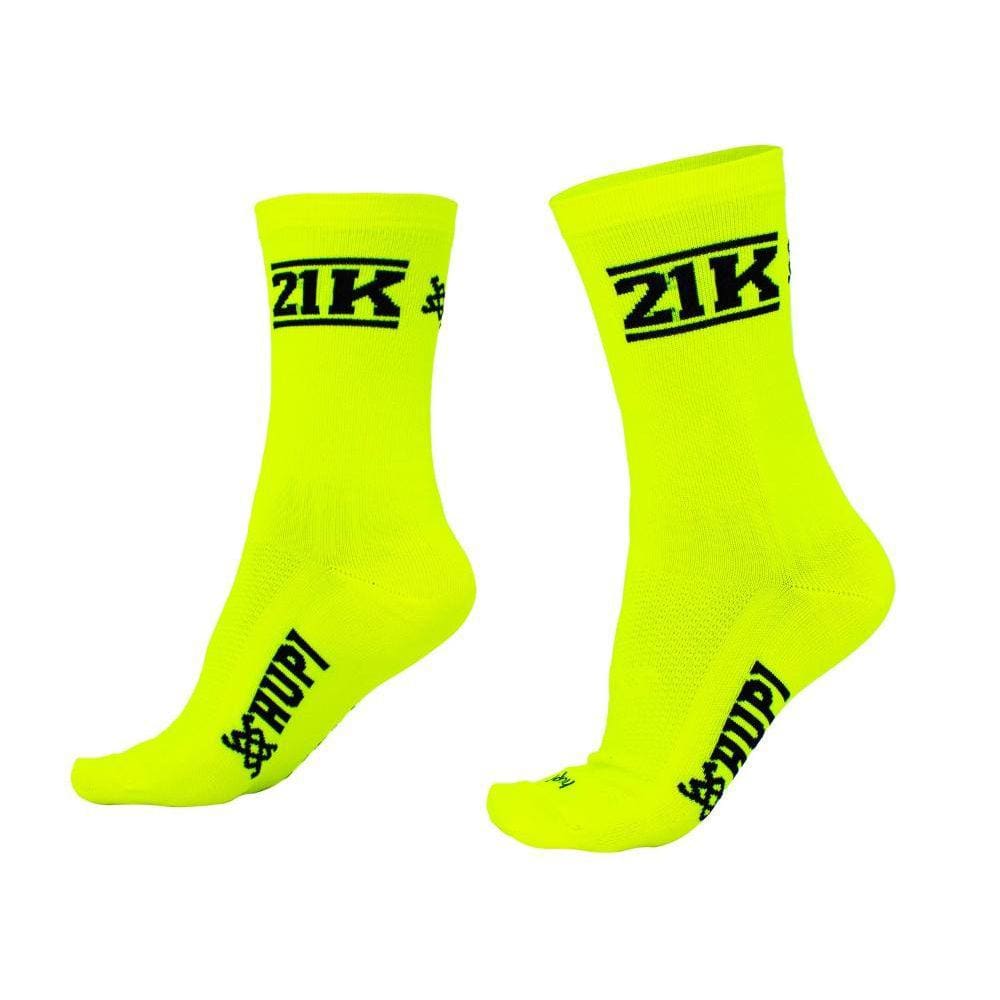 Meia Corrida HUPI 21K Neo Amarelo Neon