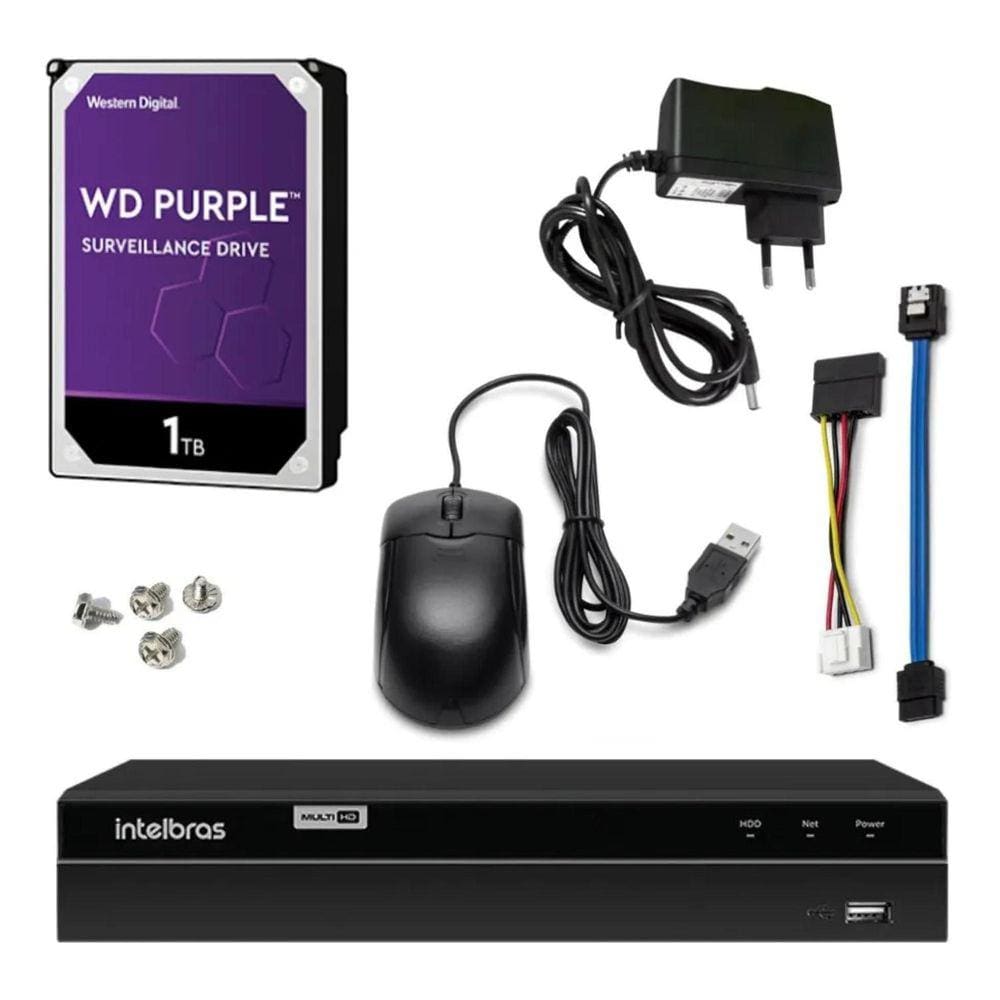 Stand Alone dvr Intelbras 08 Canais mhdx 1008 Multi-HD com Hd 1 Tera Wd Purple