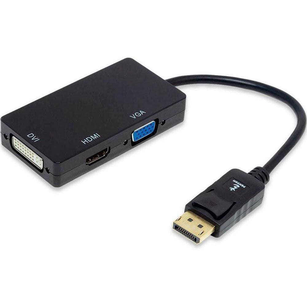 Conversor 3 Em 1 Displayport Macho Hdmi Dvi Vga Cabo Fêmea