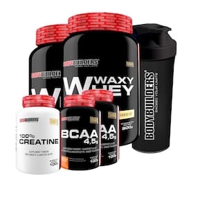 Kit 2 Waxy Whey 900G Bau + 2X Bcaa 100G + Creatina + Coquete