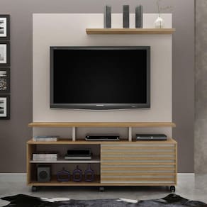 Estante Home Para TV até 60 Polegadas 1 Porta Star Valdemóveis Off White/Cinamomo