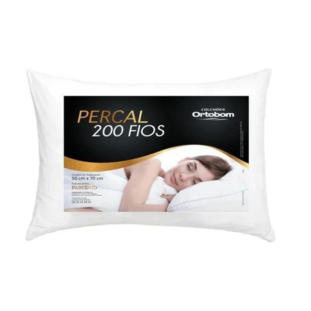 Kit 4 Travesseiros Descanso 200 Fios Algodão Branco Percal