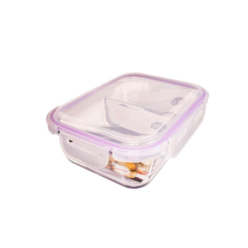 Jogo Com 4 Potes 640Ml Com Divisoria Hermetico Mantimentos