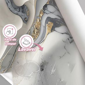 Papel De Parede Painel 3D Mármore Branco Com Cinza 2,5M