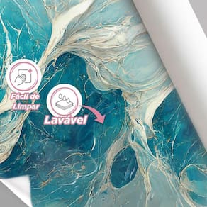 Papel De Parede Painel 3D Mármore Branco Azul Claro 3M